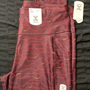 Xersion Red Geometric Leggings XL